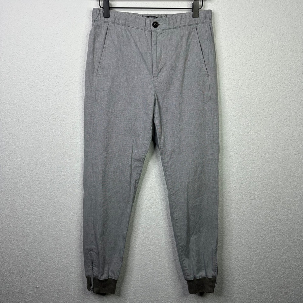 Vince Pants S Gray Textured Jogger Minimalist Casual Everyday Athleisure Luxury